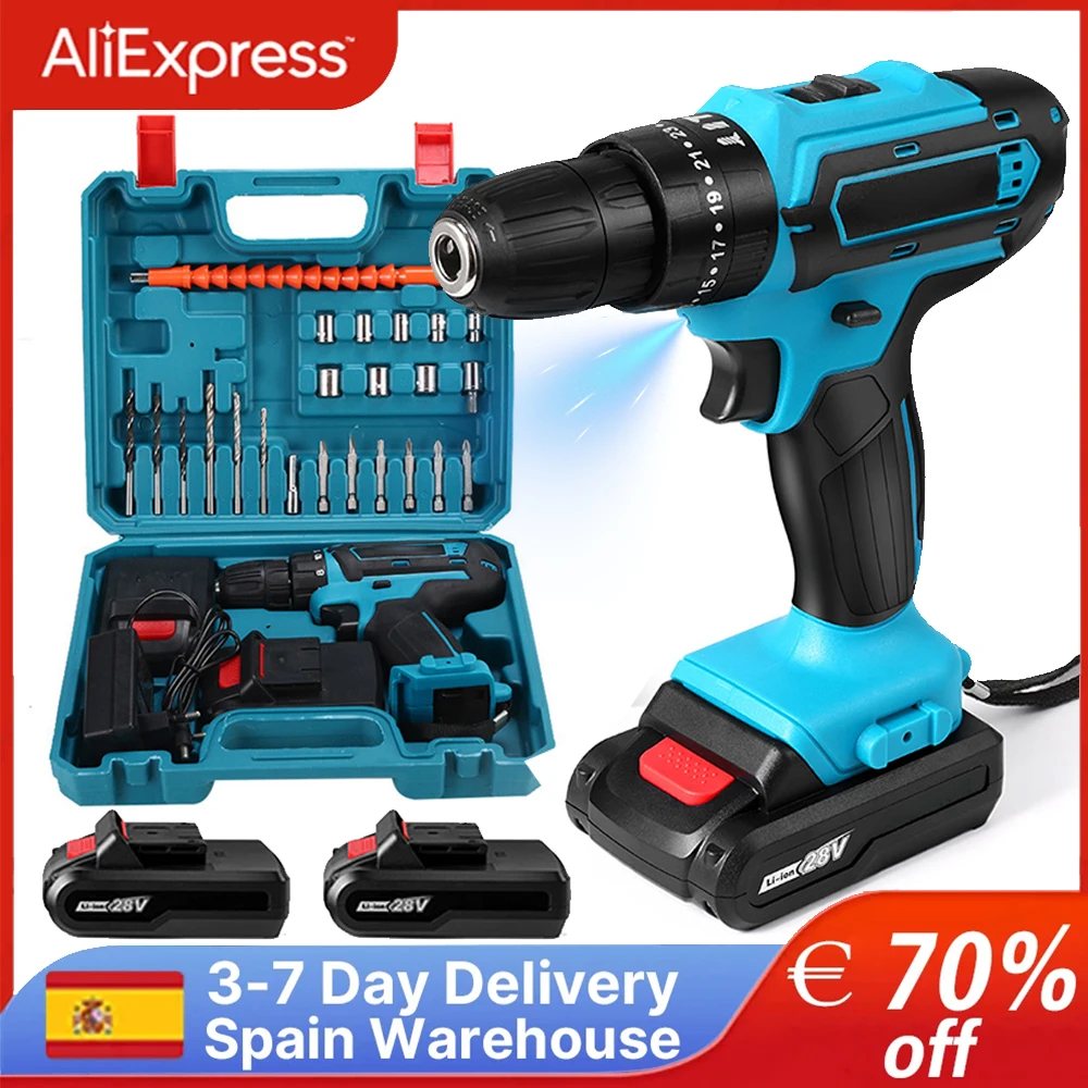 28V Cordless Drill Package 1350rpm High Speed Drills Rechargeable Battery Drill Household Drill Power Tools With Drill Bits