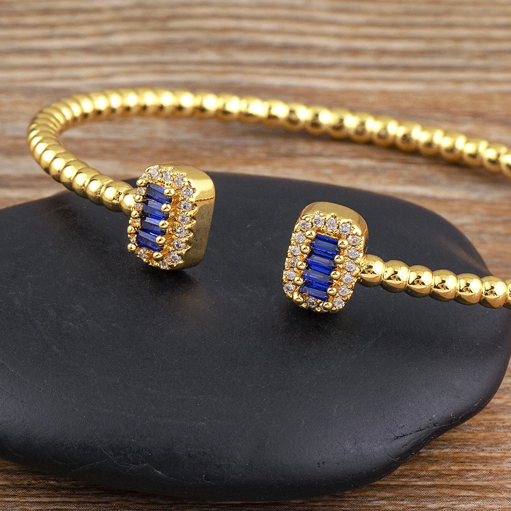 AIBEF New Design Luxury Crystals Bangles Rhinestone Zircon Charm Cuff Bracelets Gold Color Bangle Fine Jewelry Birthday Gifts