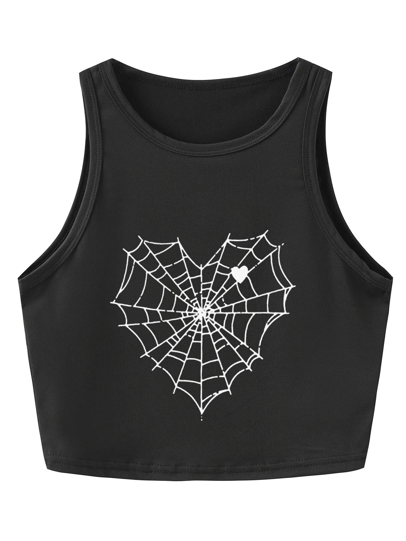 Love Spider Web Design Graphic Tank Summer Slim Cropped Top