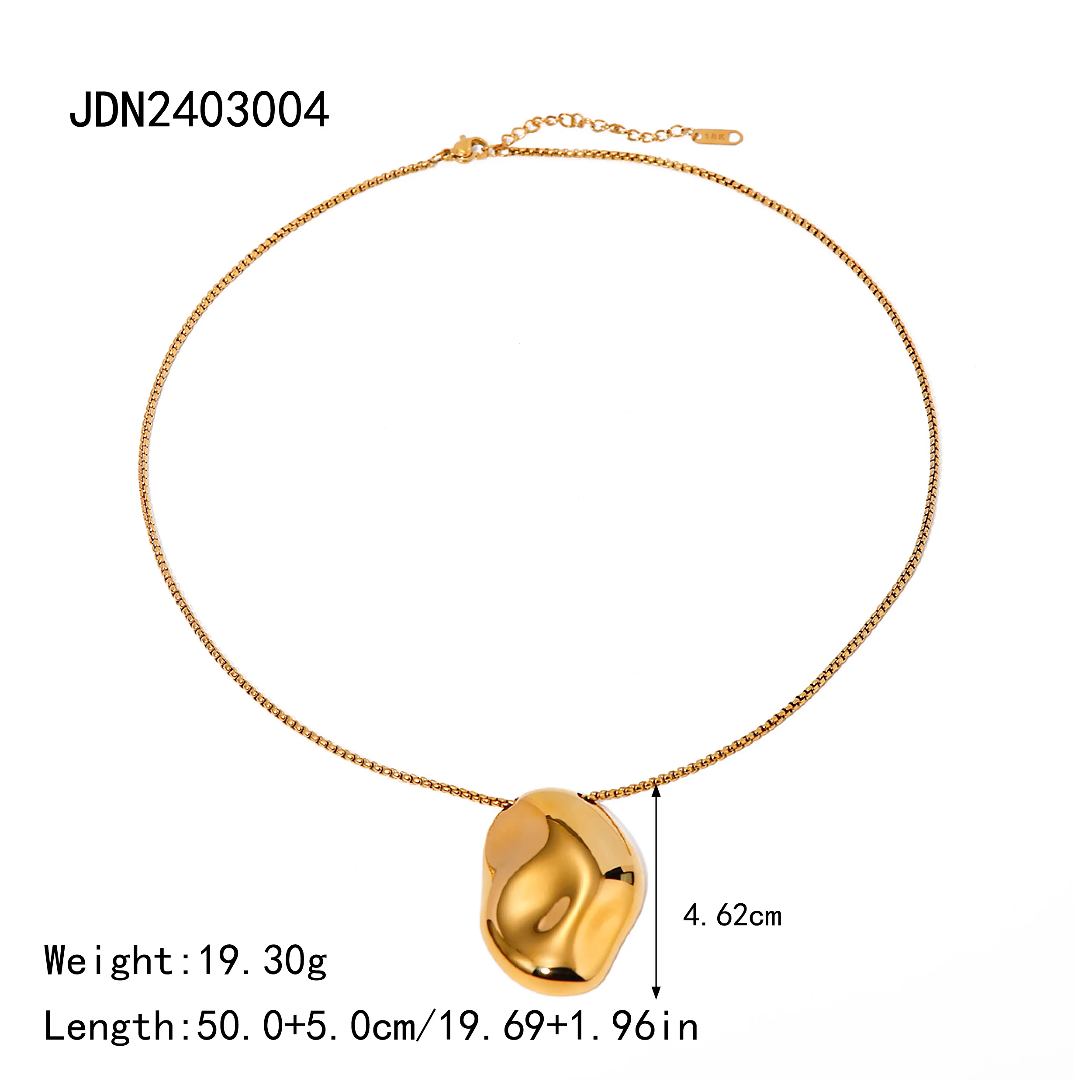 Jewelryposter Irregular Concave Hammer Pattern Necklace for Women Temperament Gold Color Jewelry Bijoux Gift 2024