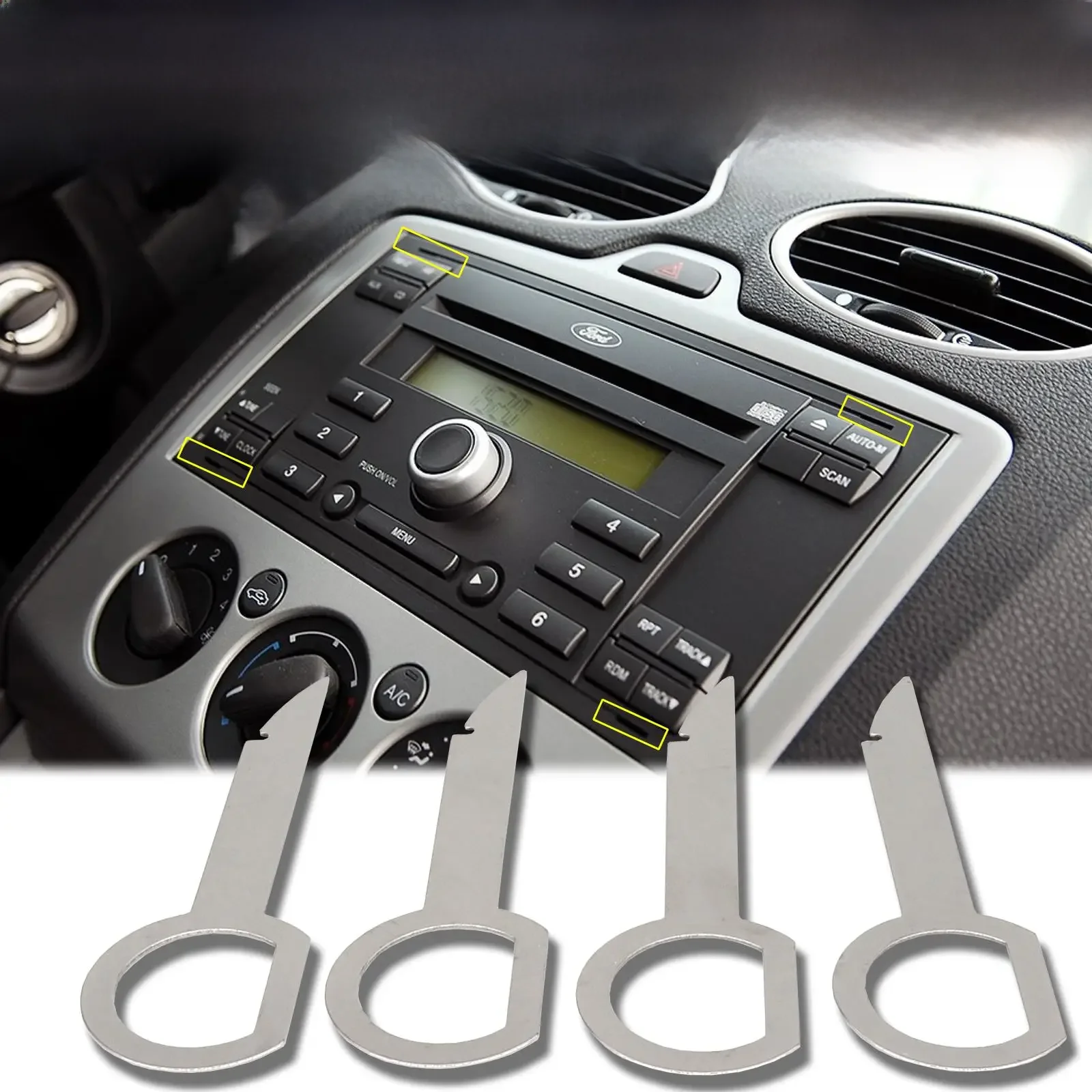 Extracteur de retrait Radio stéréo, broche de déverrouillage de clé, unité principale, outil d'installation Audio pour VW Audi Ford Mercedes Benz Skoda, pièces de voiture 4 pièces