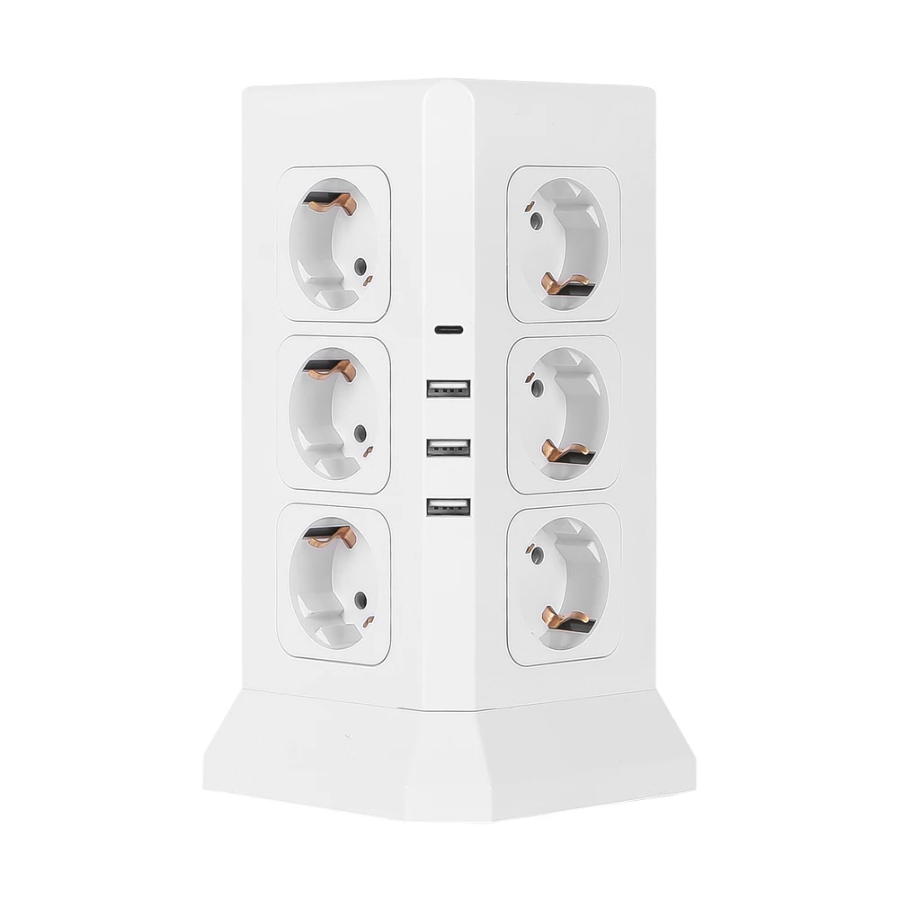 Tm-washable tower type multi-tap outlet 4000W 16-gu 2M Tower box white KC certified integrated switch for hot combustion ash