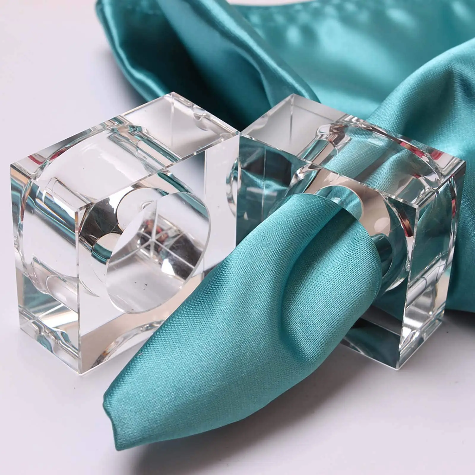 Handicraft Clear Glass Napkin Holder Rings, Table Decorations, Wedding, Valentine's, Banquet, Christmas