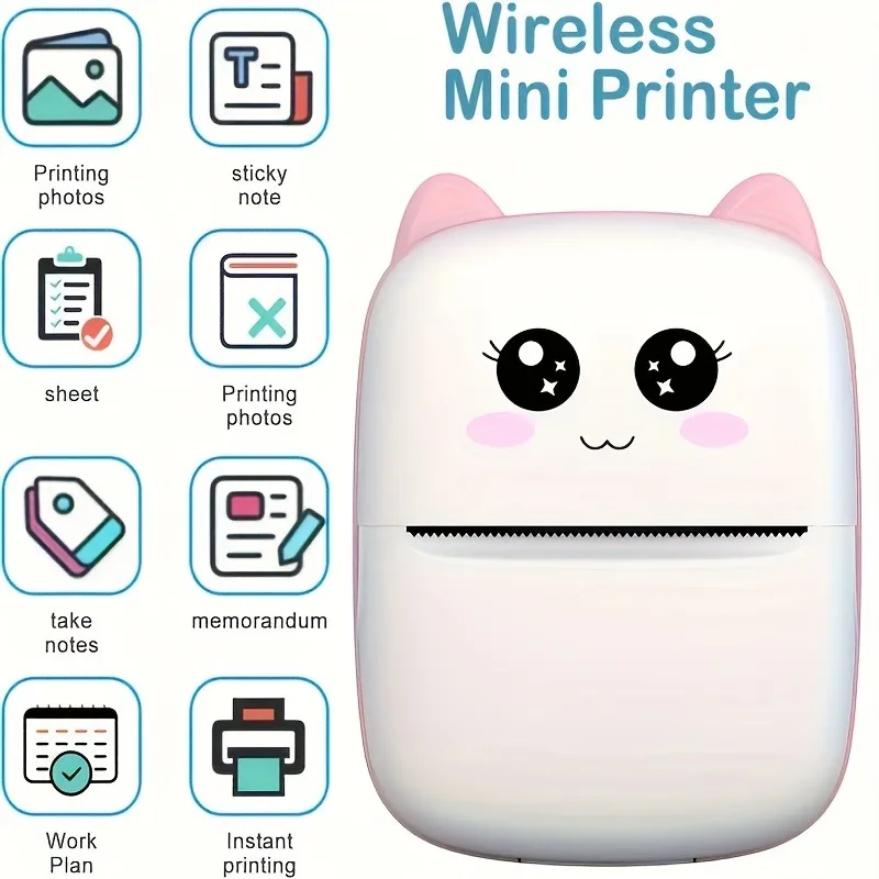 Portable Mini Thermal Printer, HD Printing, Great for Labels, Receipts, Photos & Notes - Perfect Gift for Home or Office