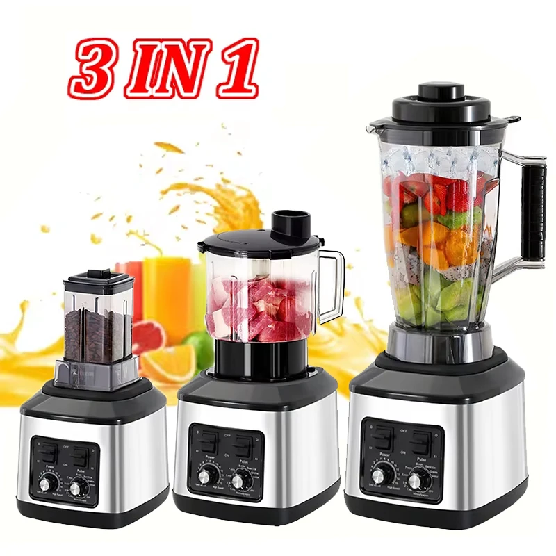 Licuadora Eléctrica 3 en 1, 9500W, Potente Mezcladora Multifuncional, Exprimidor, Preparador de Smoothies, Recipientes de 3L+1.5L+0.5L, Procesador de Alimentos