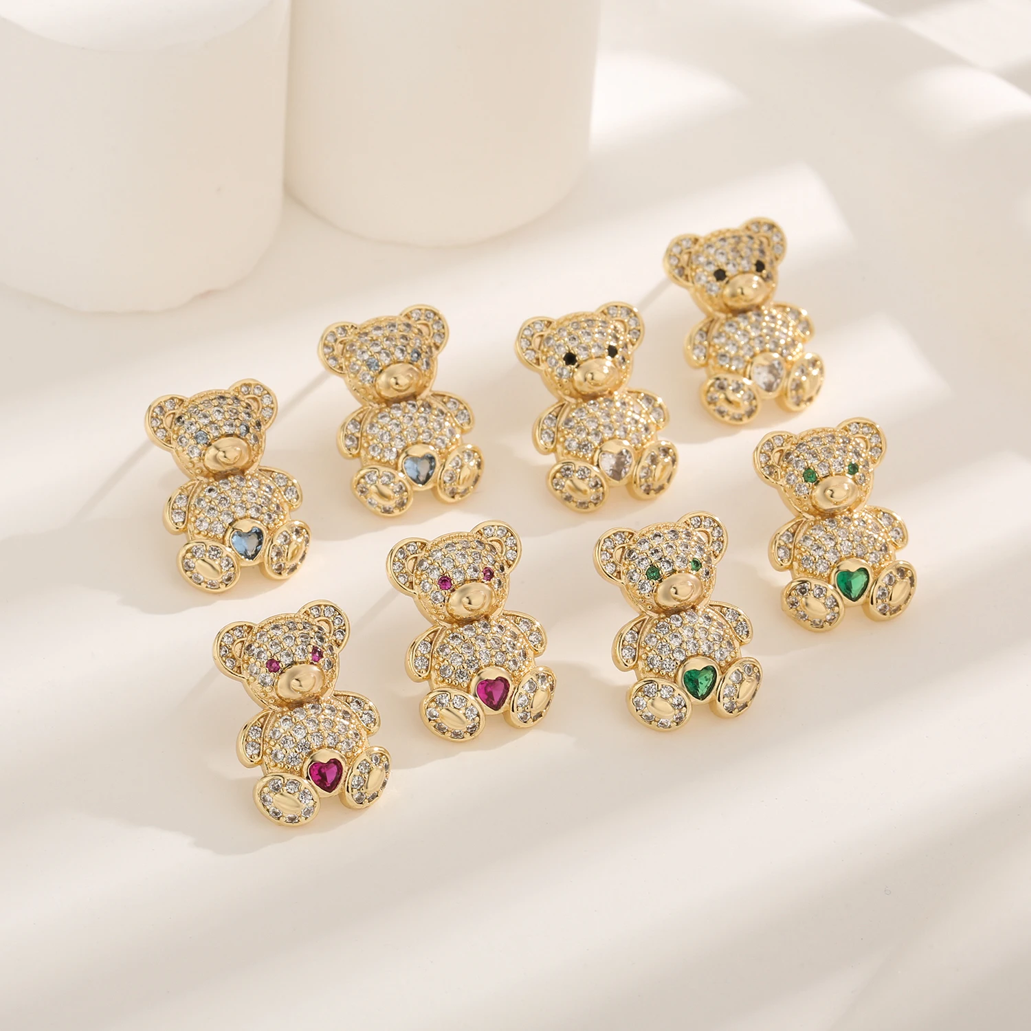 Vct Cute Bear Women's Stud Crystal Cubic Zirconia Piercing Women's Girls Gift Jewelry