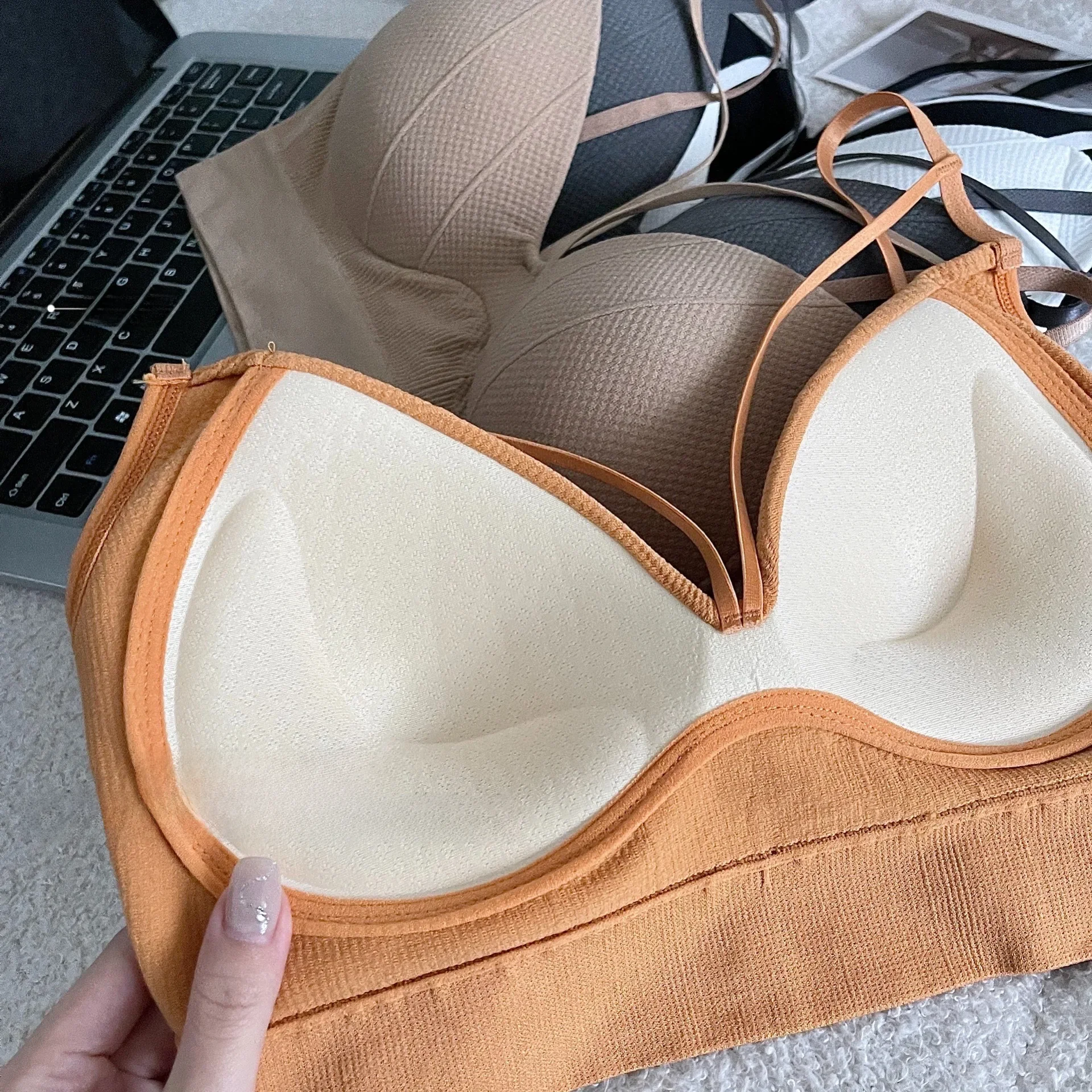 Frauen Baumwolle Unterwäsche Rohr Tops Sexy Einfarbig Top Mädchen Mode Push-Up Bh Neue V-ausschnitt