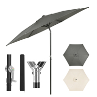 WOLTU Hexagonal Parasol Balcony Beach Umbrella UV-Resistant Waterproof 45° Bendable Crank Sun Protection for Garden Patio