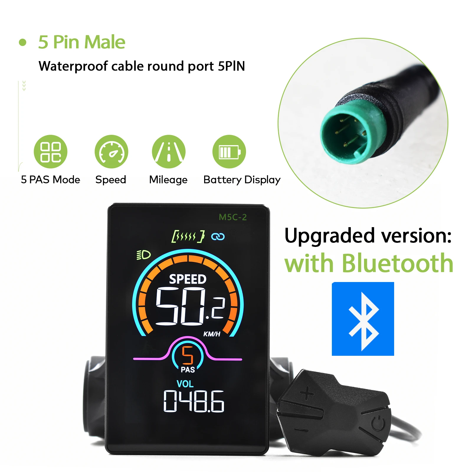 M5C-2 Elektrische Fahrrad Computer Bluetooth Verdrahtete Digitale Farbe LCD Display Fahrzeug Locking Fahrrad Kilometerzähler Fahrrad Zubehör