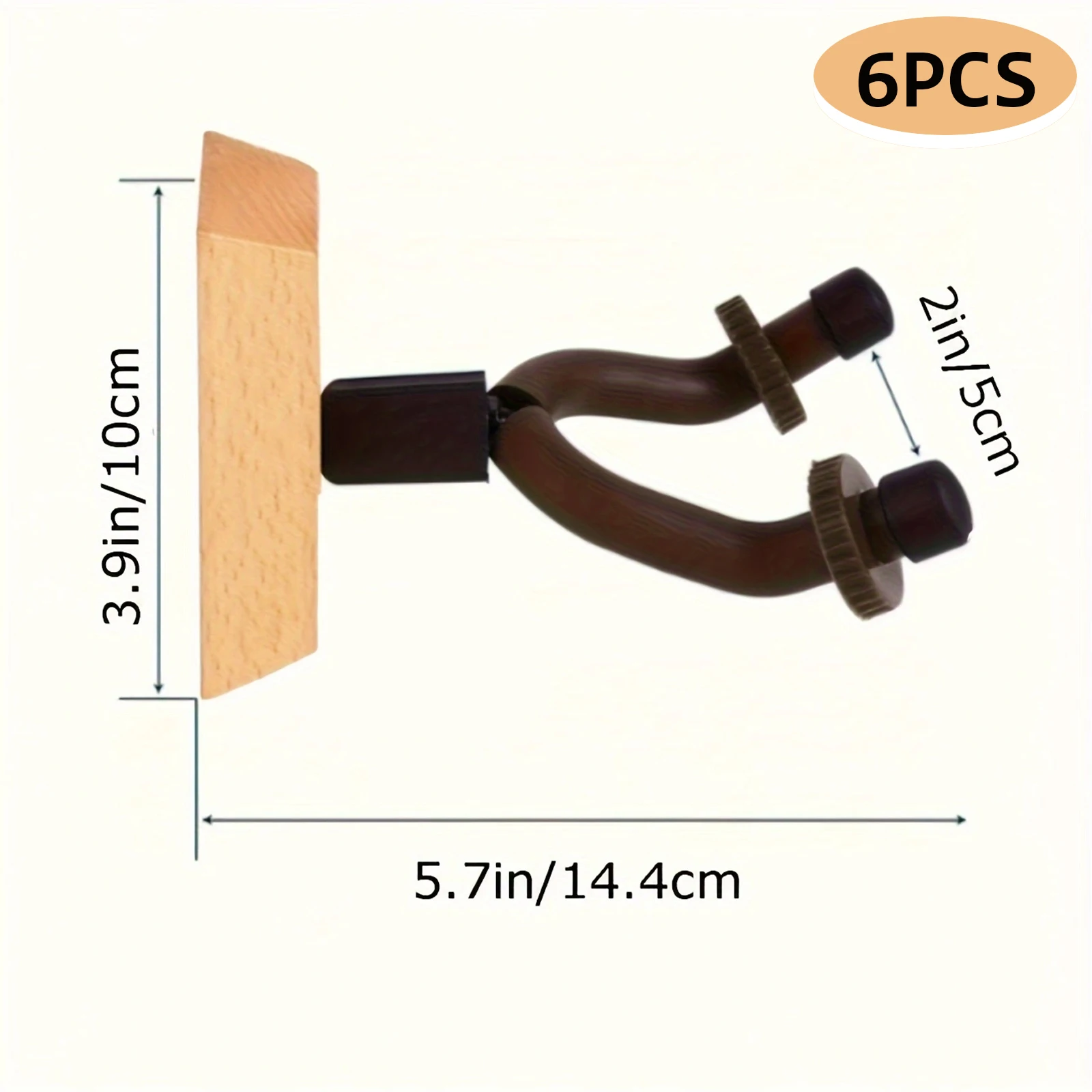 6Pcs Guitar Wall Hook, Hardwood Guitar Hook Wall Hook Bracket With Screws - Easy to Install - Suitable