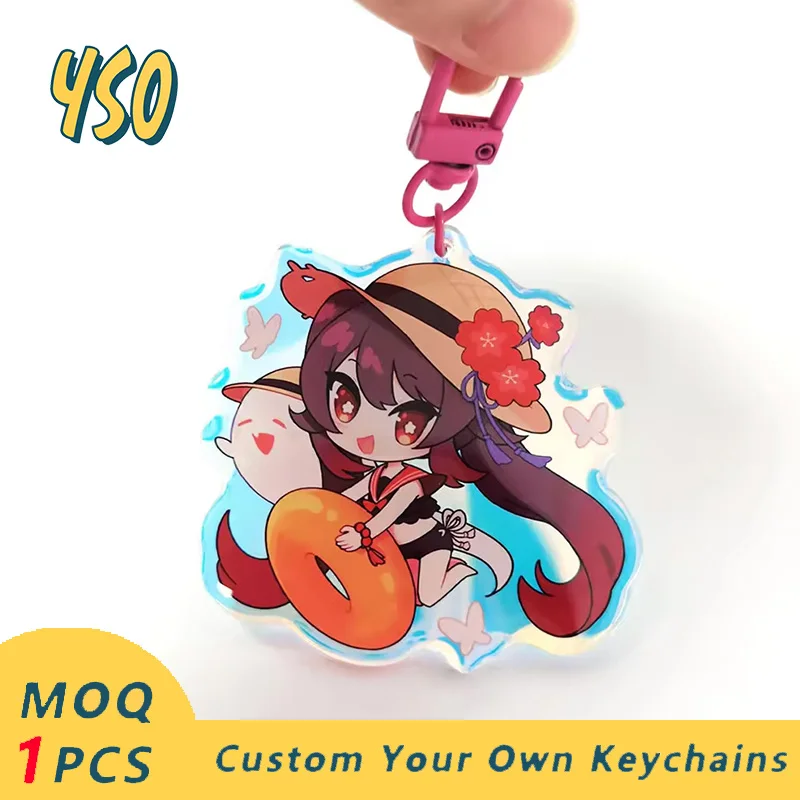 YSO CNC Diamond Cut Acrylic Keychain Epoxy Custom Rainbow Charms