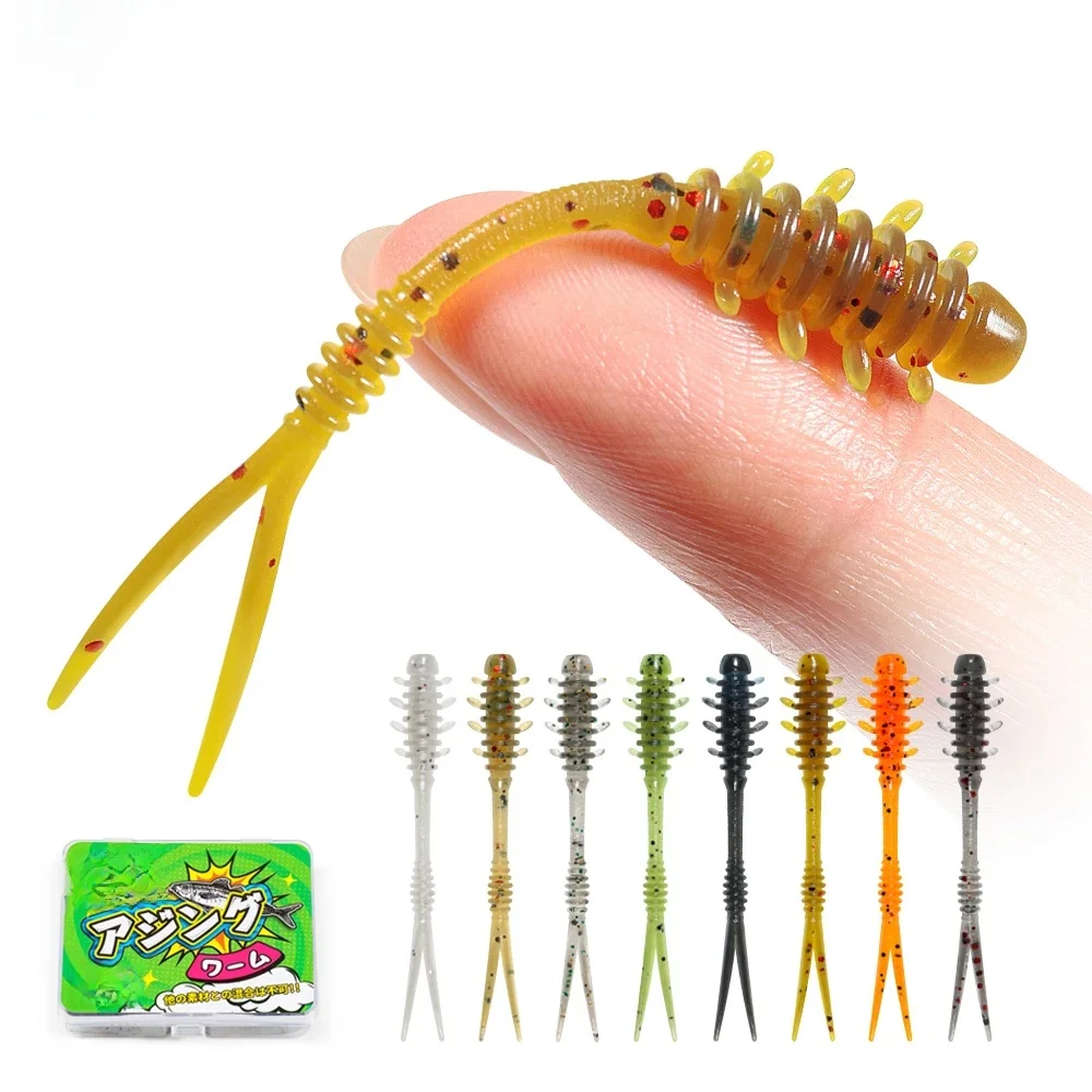 RoseWood Split Tail Ajing Wurm-Angelköder, 55 mm, 0,3 g, TPR, weicher Köder, leichtes Spiel, doppelte Farbe, künstlicher Kunststoff, Rockfish Tackle