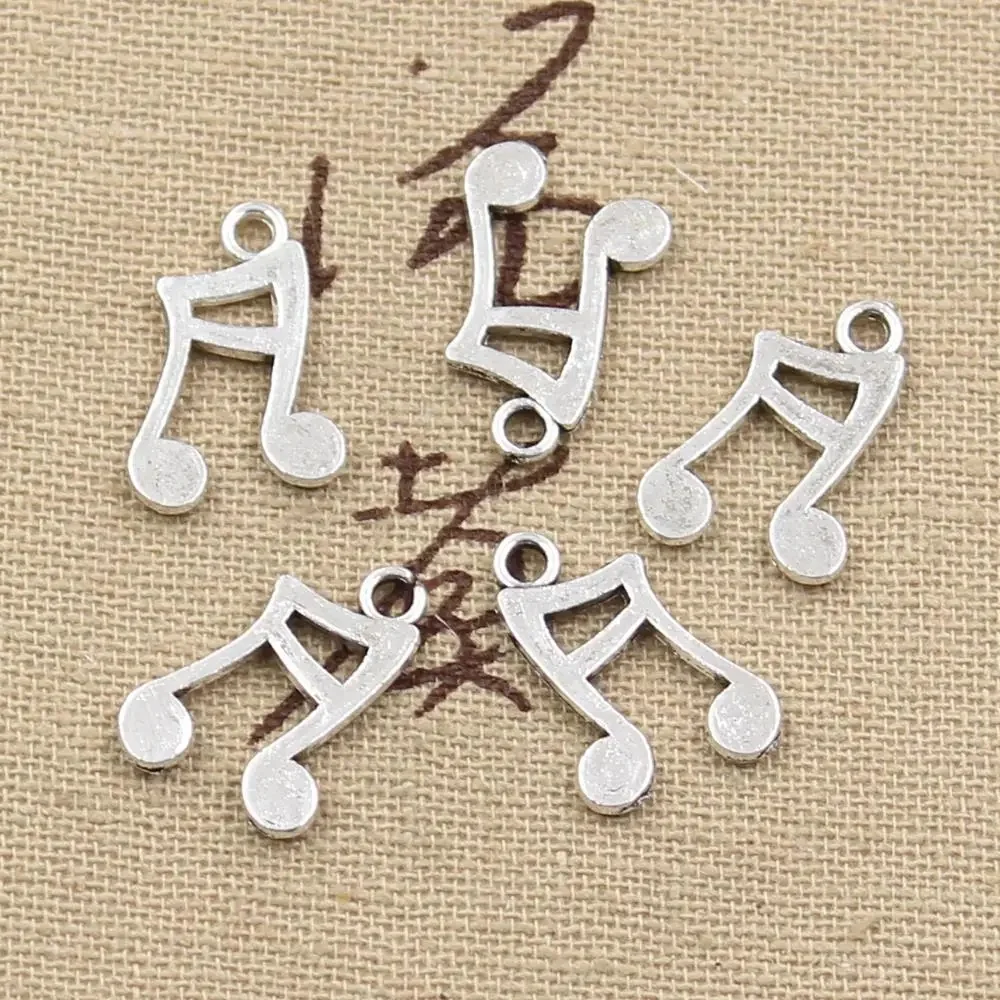 50 sztuk Charms nuta 17x11mm antyczny brąz kolor srebrny zawieszki dokonywanie DIY Handmade tybetański brąz kolor srebrny biżuteria — zdjęcie 2