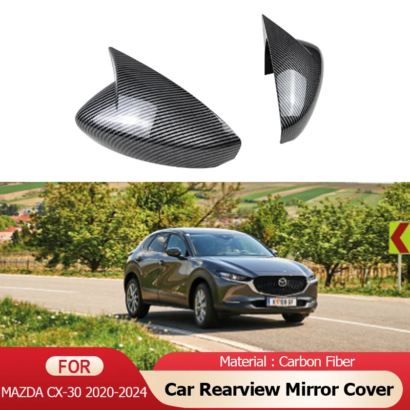 

Carbon Fiber Car Rearview Side Mirror Cover Wing Cap Exterior Door Rear View Case Trim for Mazda CX-30 CX30 CX 30 DM 2021 2022