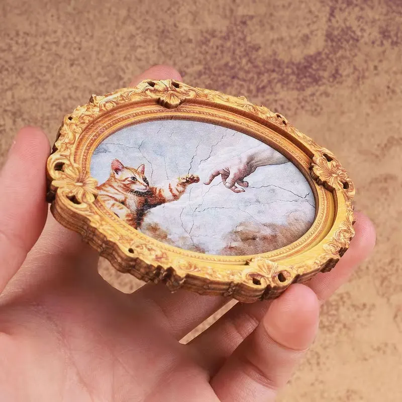 1 lustiger Kühlschrankmagnet mit Katzenmuster, Kühlschrankmagnet mit Holz-Fotorahmen, Heimdekoration, lustiges Geschenk! – Detail 3