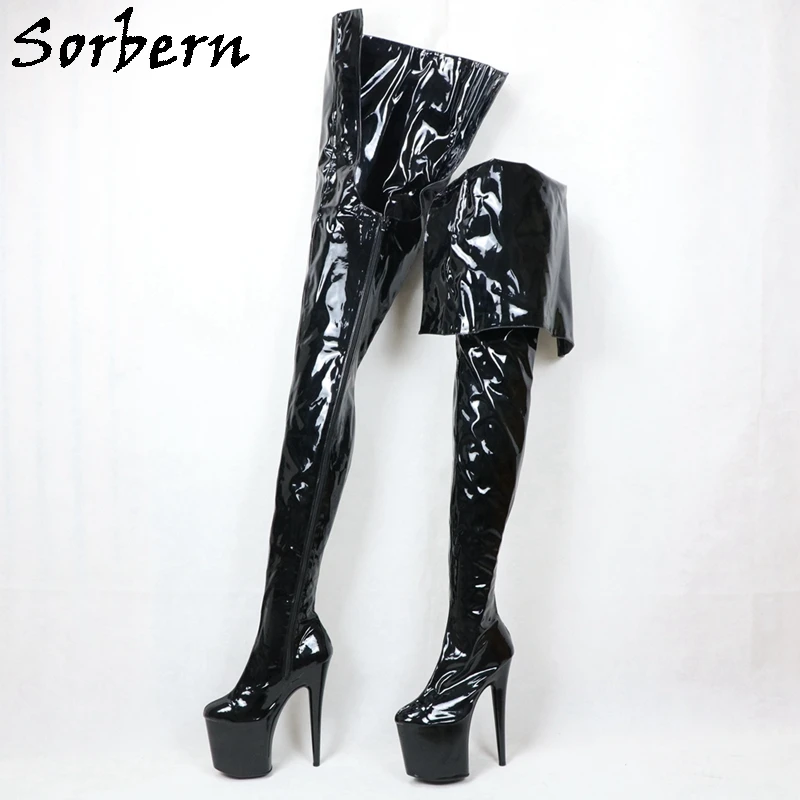 

Sorbern Custom Thigh High Boots Unisex Fetish Shoe 85Cm Crotch Inside 125 Long Outside Pole Dancer Stripper Heels 20Cm Platform