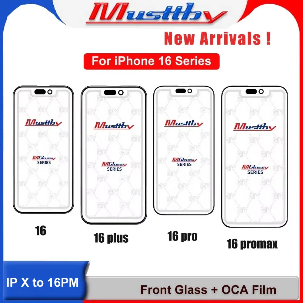 Musttby 5pc 1:1 Similar OEM Touch Screen Glass Panel with OCA Goose for iPhone 16promax 15 14 13 12 11 pro X Xs Max XR Repair