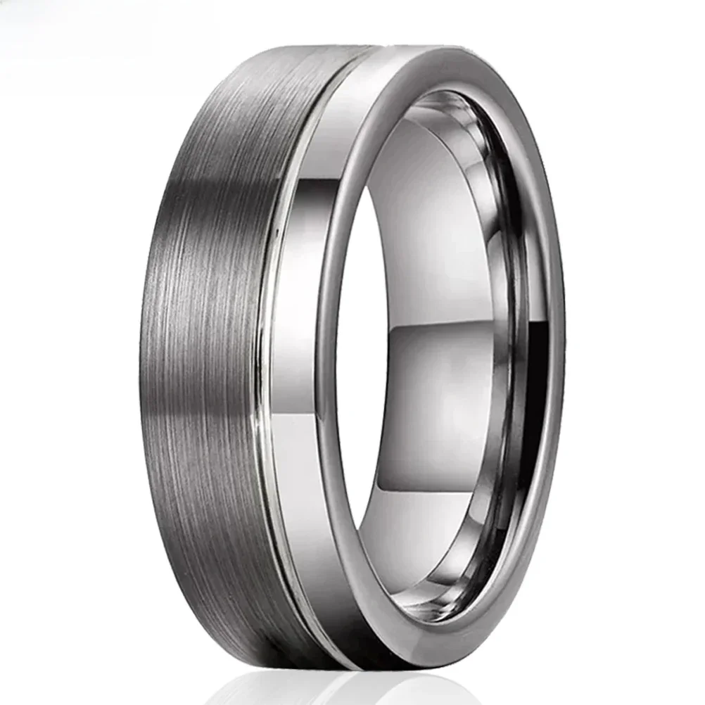 6MM 8MM damska obrączka męska wolframowe pierścienie węglikowe przesunięcie rowek polerowane szczotkowane wykończenie Comfort Fit — zdjęcie 2