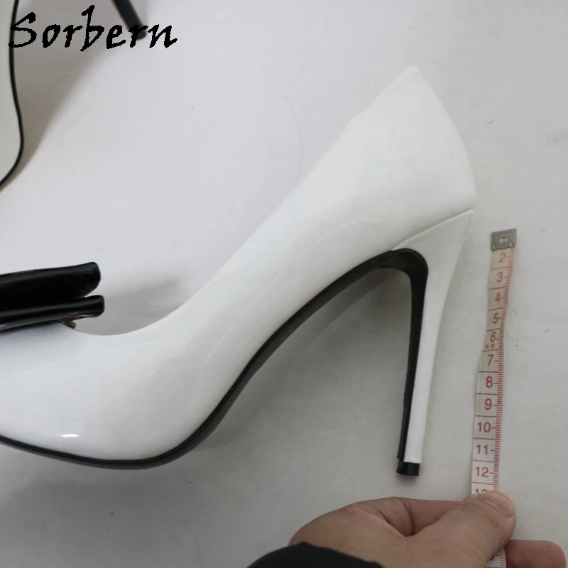 Sorbern White Pump D'Orsay Shoes Slip On Pointed Toe High Heel Stilettos Night Club Footwear Party Heeled Shoes Size US17