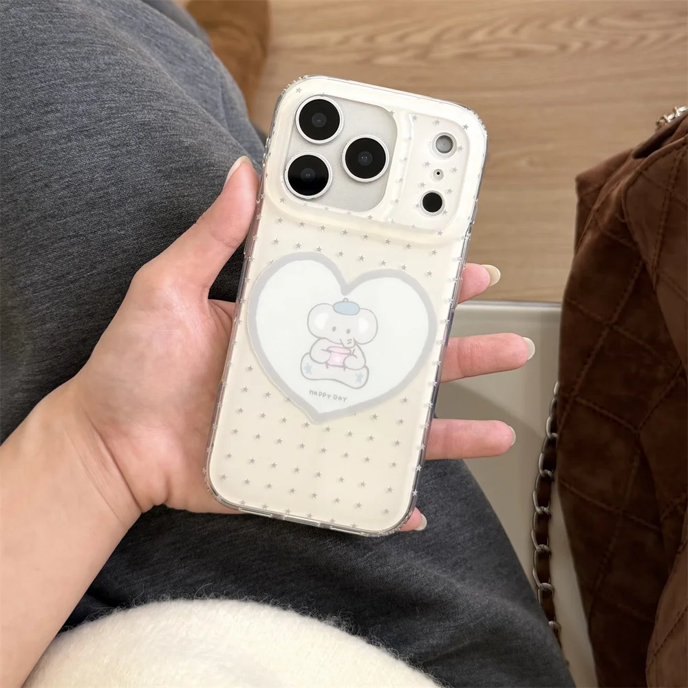 Nowe, kreatywne, urocze etui ochronne z miękką powłoką w kształcie gwiazdy i słonia, odpowiednie dla iPhone'a 17/13/14/15/16 Promax, pełne pokrycie, modne.