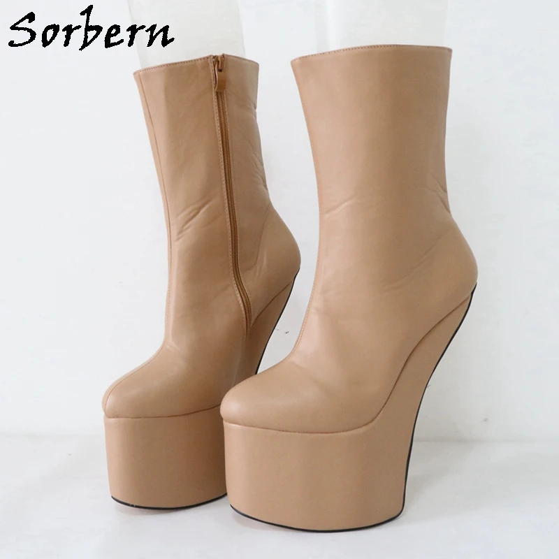 Sorbern 20Cm Hoof Heelless Ankle Boots For Women Platform Shoes Cosplay Unisex Dragqueen Booty Extreme High Heels Vamp Cos Shoes