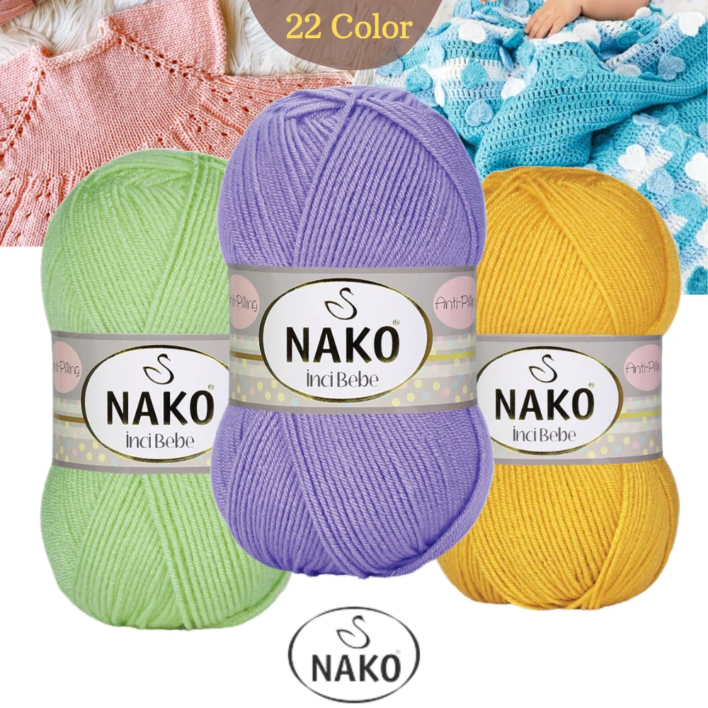 Premium Anti Pilling  - 12 Color Options 250 Meter (100gr) Hand Knitting Yarn Top - Nako Pearl Baby - Vest - Multicolor - Cardigan - Sweater - Hobby - Premium Acrylic - Blouse - Dress - Home textile - Baby  DIY