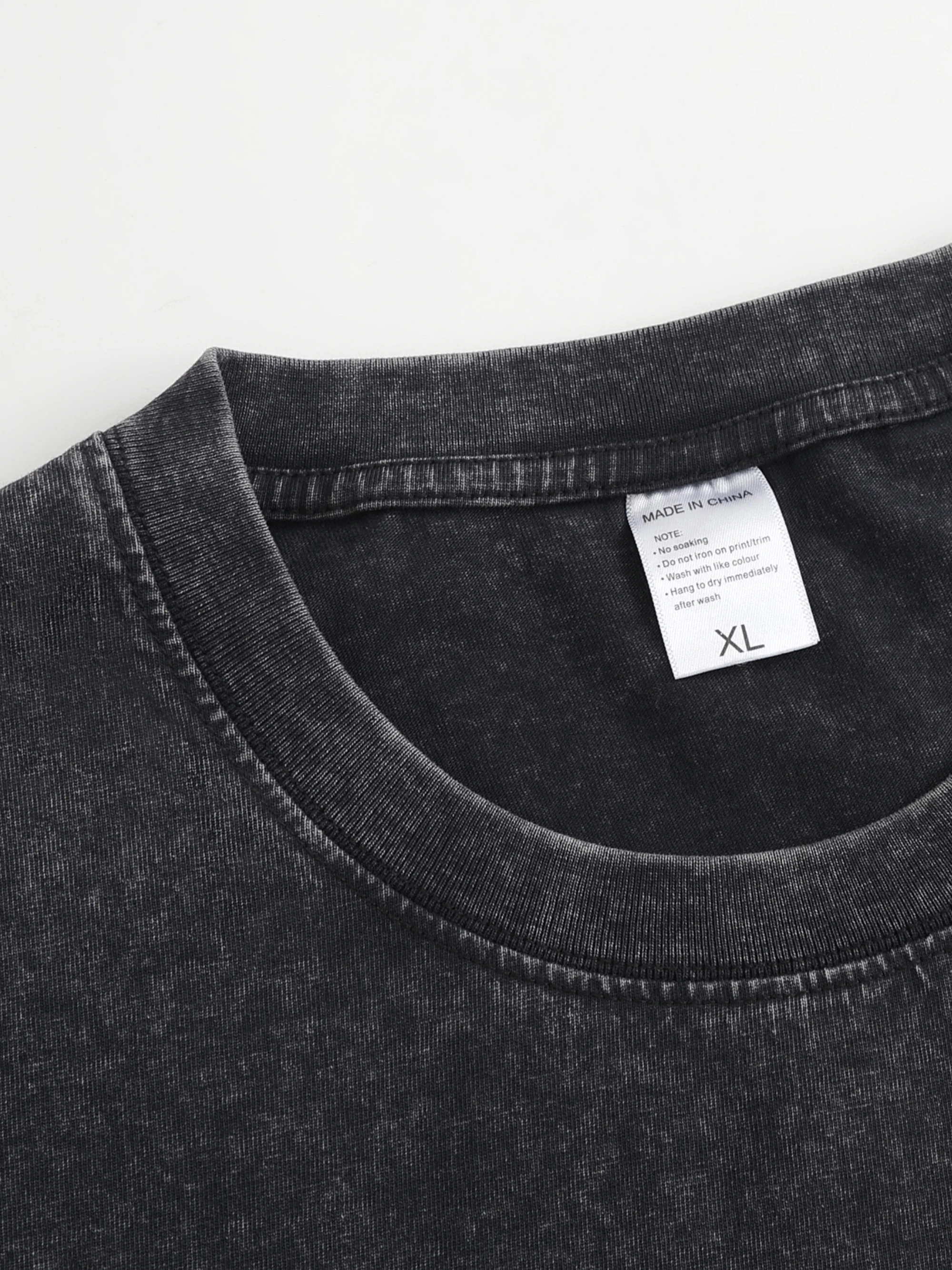 تي شيرت رجالي INSTANT HUMAN مطبوع أسود بأكمام قصيرة ورقبة مستديرة فضفاض صيفي 100% قطن حمض مغسول بلمسة نهائية لعيد الميلاد