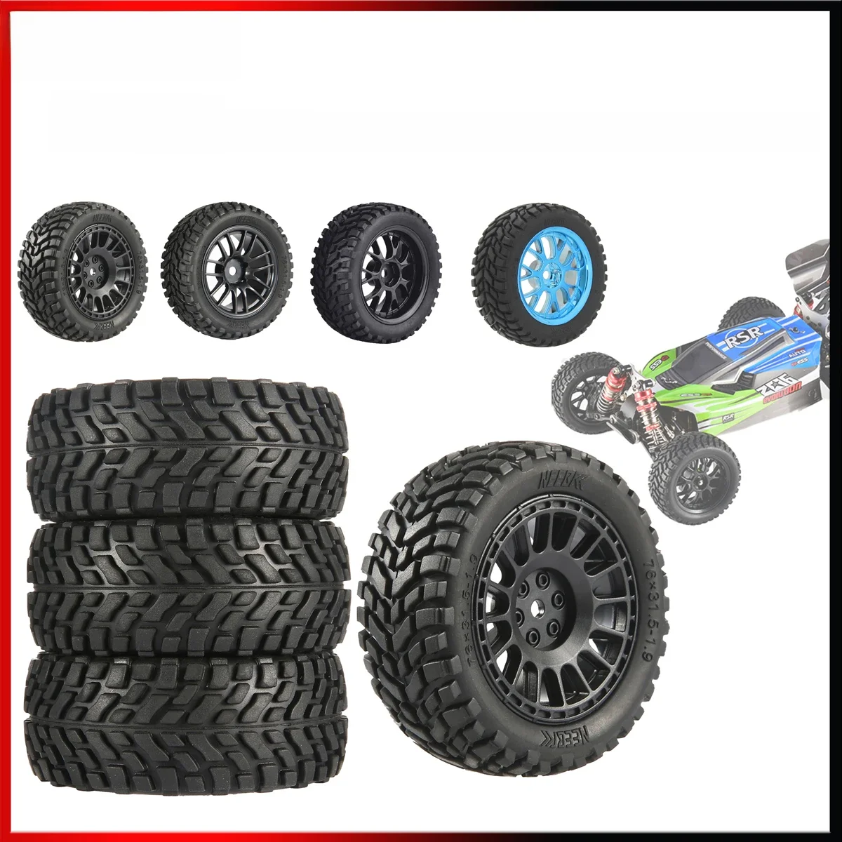 NEEBRC 1,9 inch 75 mm off-road buggybanden wiel 12 mm zeskantnaven voor Wltoys 144001   1/12 1/14 1/10 Scx10 Traxxas Trx-4 Tamiya RC auto - afbeelding 2