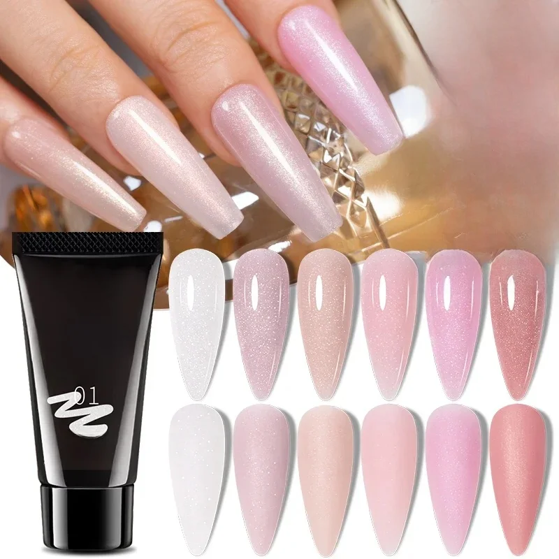 30ML paillettes Poly ongles Gel Hema gratuit rose paillettes acrylique Gel doigt Extension ongles Gel semi-permanent vernis à ongles pour manucure