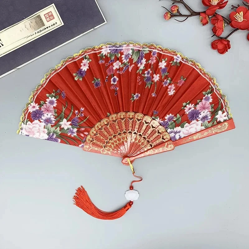Éventail pliant en soie Vintage de Style chinois, artisanat d'art japonais, cadeau, décorations pour la maison, éventail de danse à main, Fans de décoration de salle faits à la main