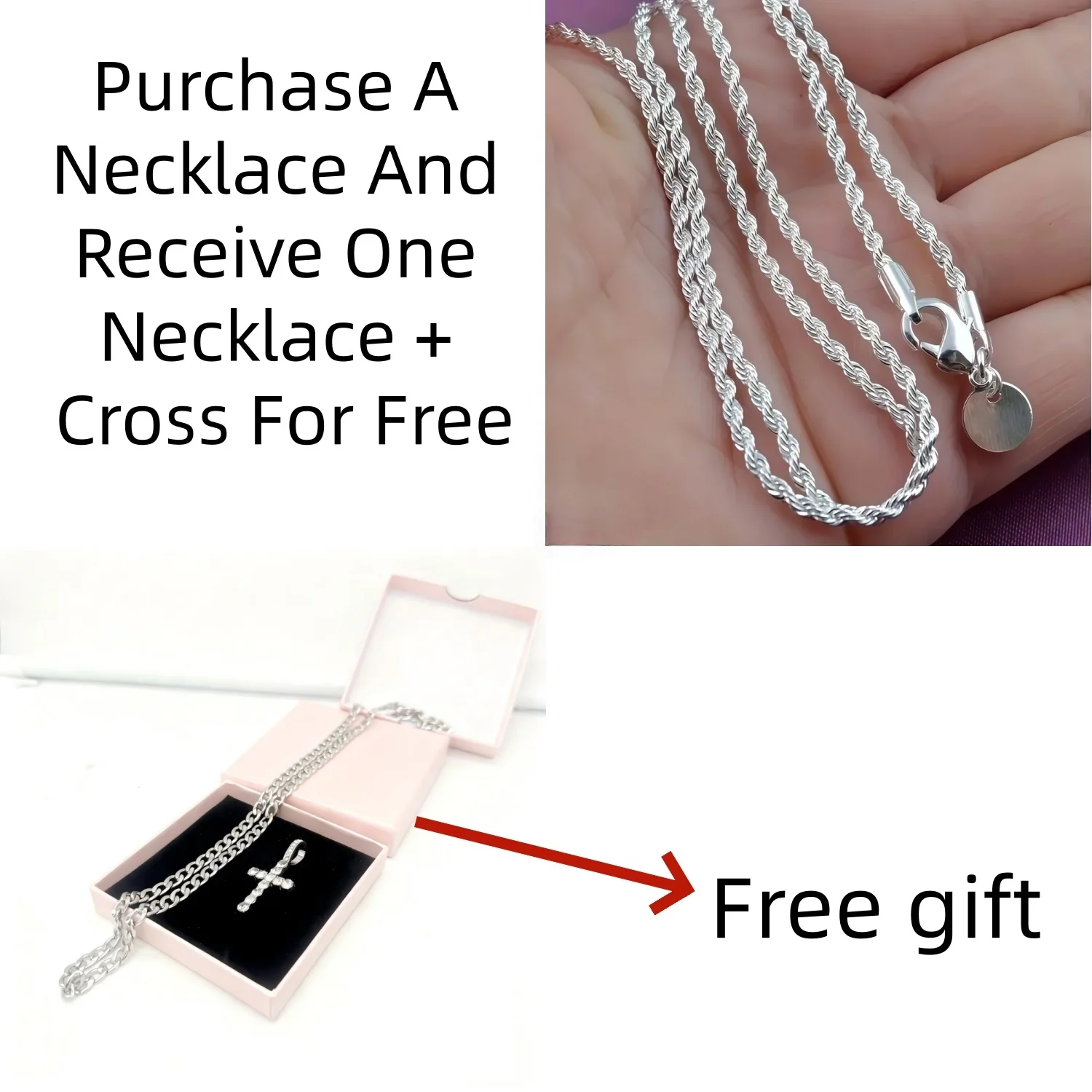 (الشراء لتلقي هدية مجانية) قلادة طويلة على شكل حبل، سلسلة ملتوية من الفولاذ المقاوم للصدأ، تصميم بسيط للجنسين