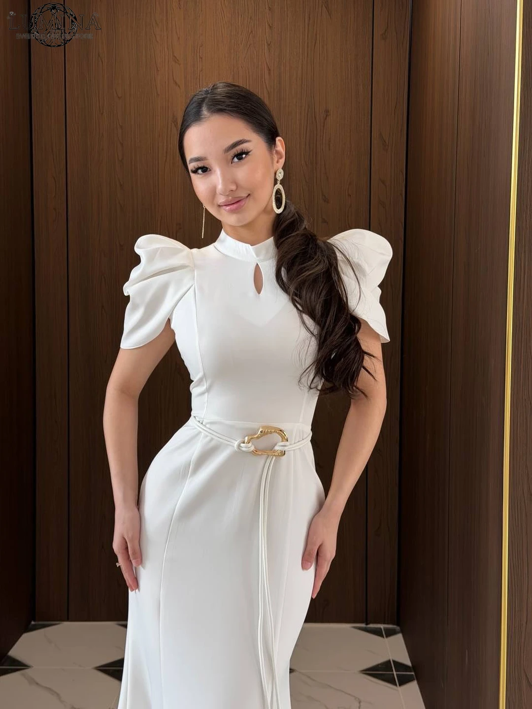 Lumina A Word Corset Dress 2026 Woman Ball Gown Luxury Dress Satin Elegant Gala Evening Dresses for Special Occasions Lapel Prom