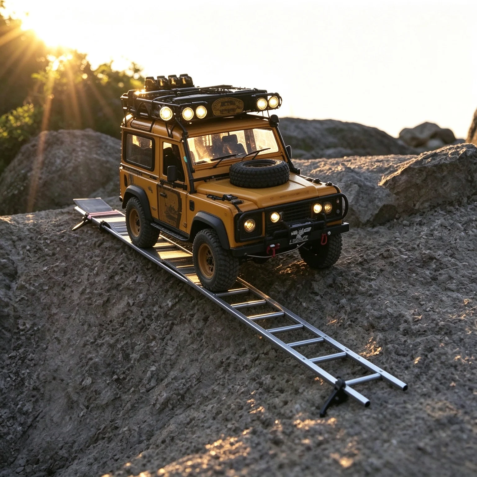 D1RC Simulation Ladder Bridge for 1/8 1/10 RC Crawler, Outdoor Scene Building Obstacle Accessory for RC Rock Crawler