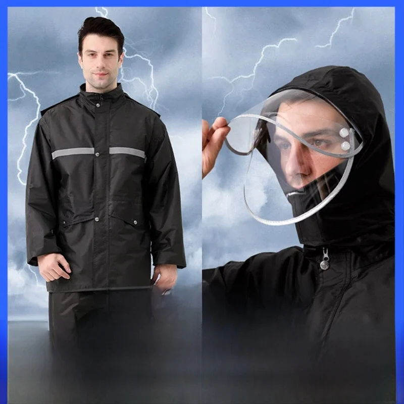 AliExpress Raincoat and Rainpants Suit Full Body Rainstorm Prevention Electric Bicycle Motorcycle Takeaway Riding Reflective Split Raincoat