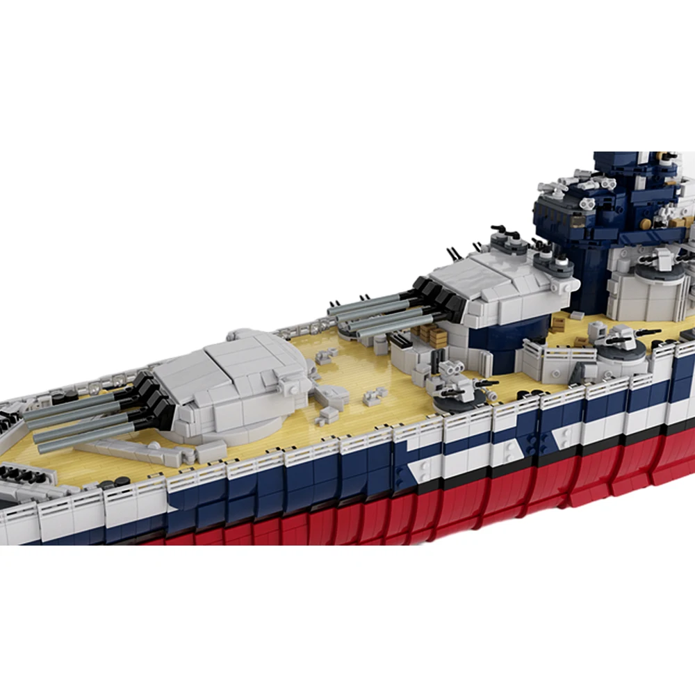 Gobricks MOC WW2 UCS French Battleship Richelieu Bricks Model Military Warship WW2 Building Blocks Educational Toys Gift