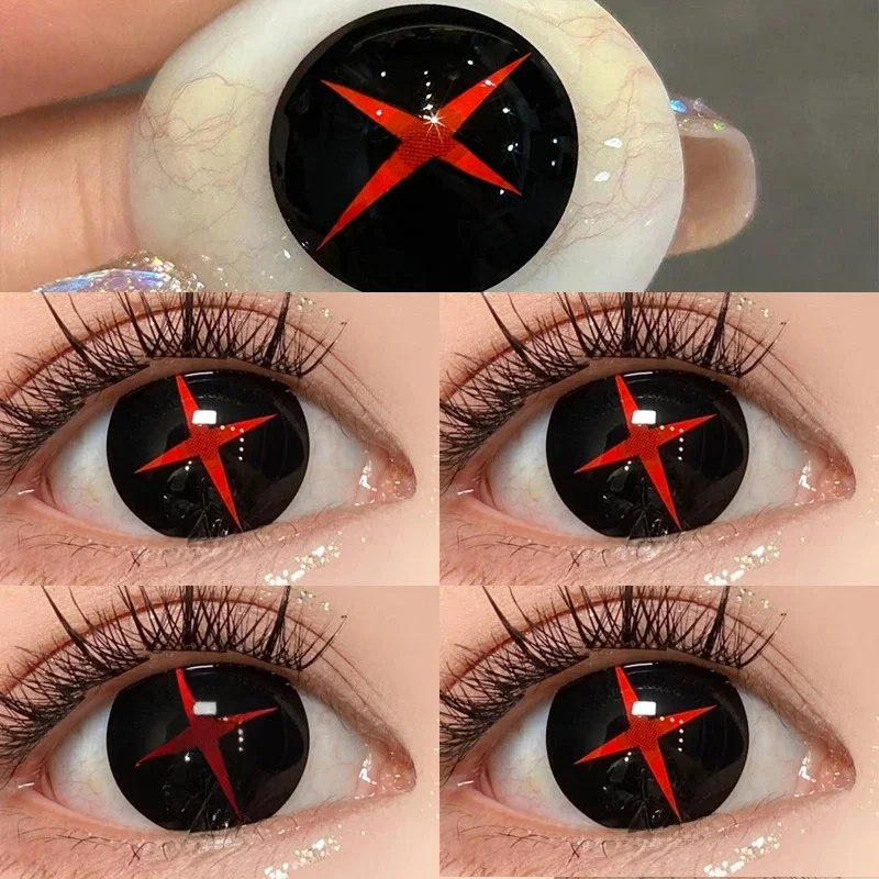 1 Paar Genshin Arlecchino Cosplay Farbkontaktlinsen Halloween Gruselige Linse Softlens