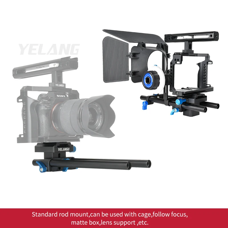 Yelangu Kamera Grundplatte mit zwei 15mm Stangen schiene Klemme & Stange für Sony Canon Panasonic DSLR spiegellose Rig Käfig