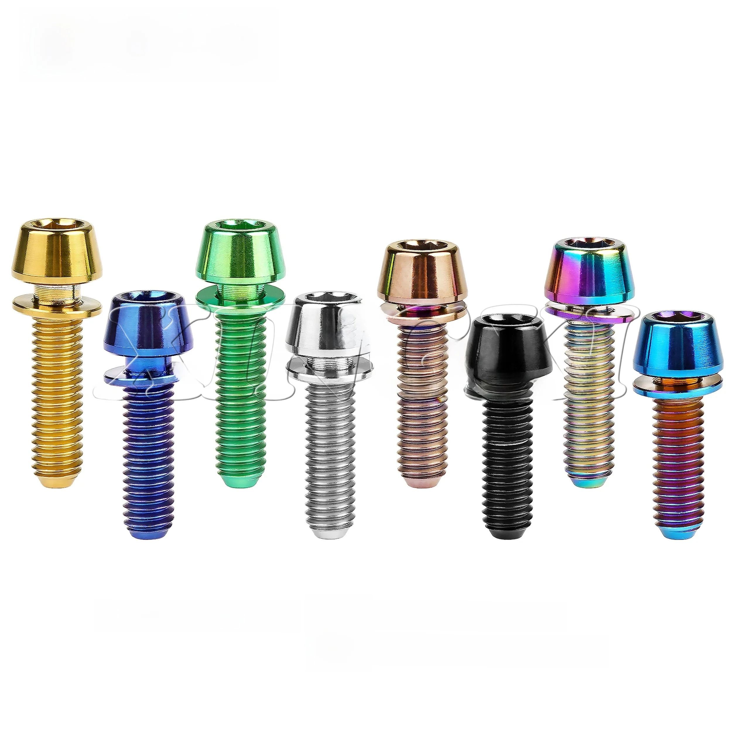 AliExpress NONE Xingxi Titanium Cone Head Bolts M5/M6X16 18 20 25mm Conical Head Srews With Washer Bicycle Srews For Bike Stems