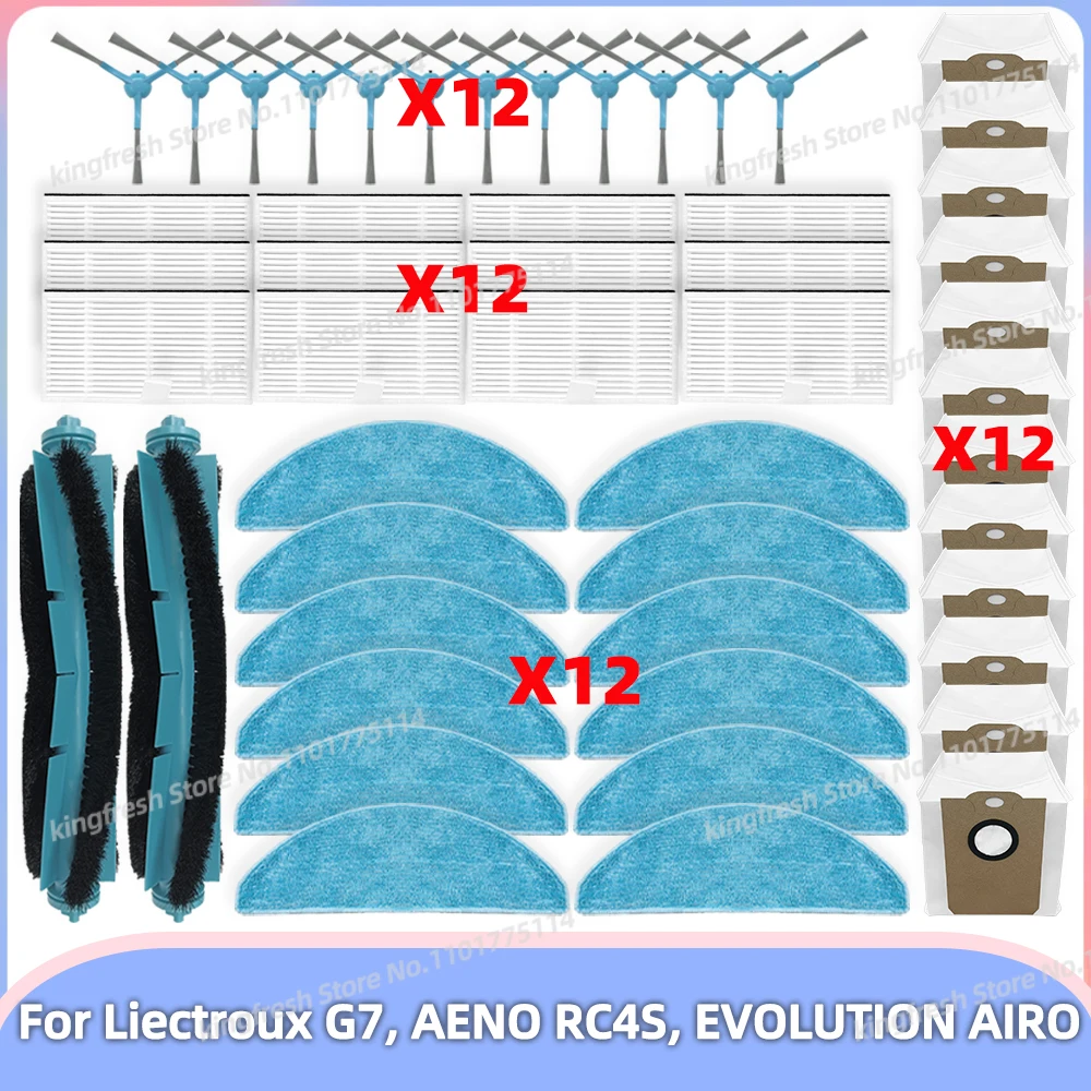 Fit For Liectroux G7, AENO RC4S, EVOLUTION AIRO Vacuum Replacement Parts Main Roller Side Brush Hepa Filter Mop Cloth Dust Bag 