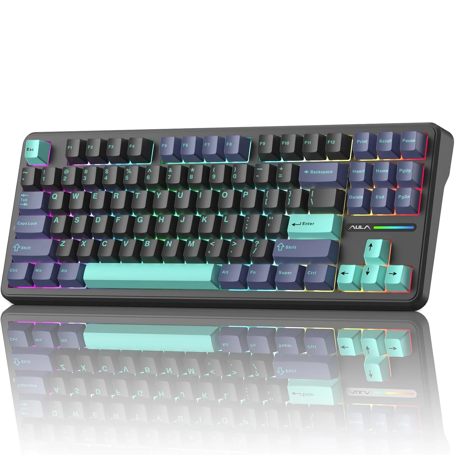 AULA F87 Pro Mechanische Gaming-Tastatur, 87-Tasten, Tri-Mode, 2,4 GHz/Bluetooth/USB-C, RGB, PBT, Gasket-Montage