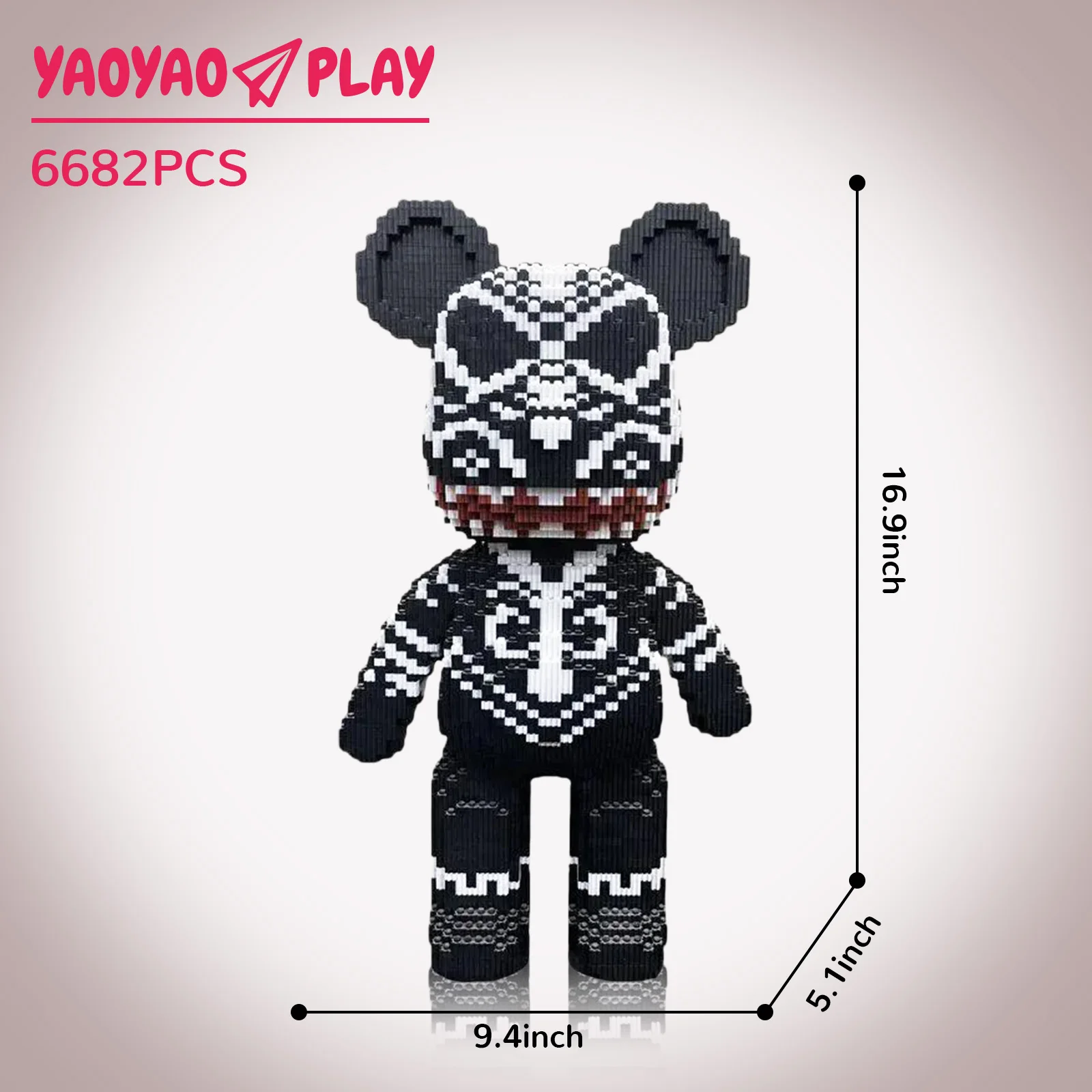 Black Totem หมีใหญ่,yaoyaoplay Building Block ของเล่น,ของขวัญวันเกิด,การศึกษา,เด็กชายหญิง Decor,Cool Interlocking Brick
