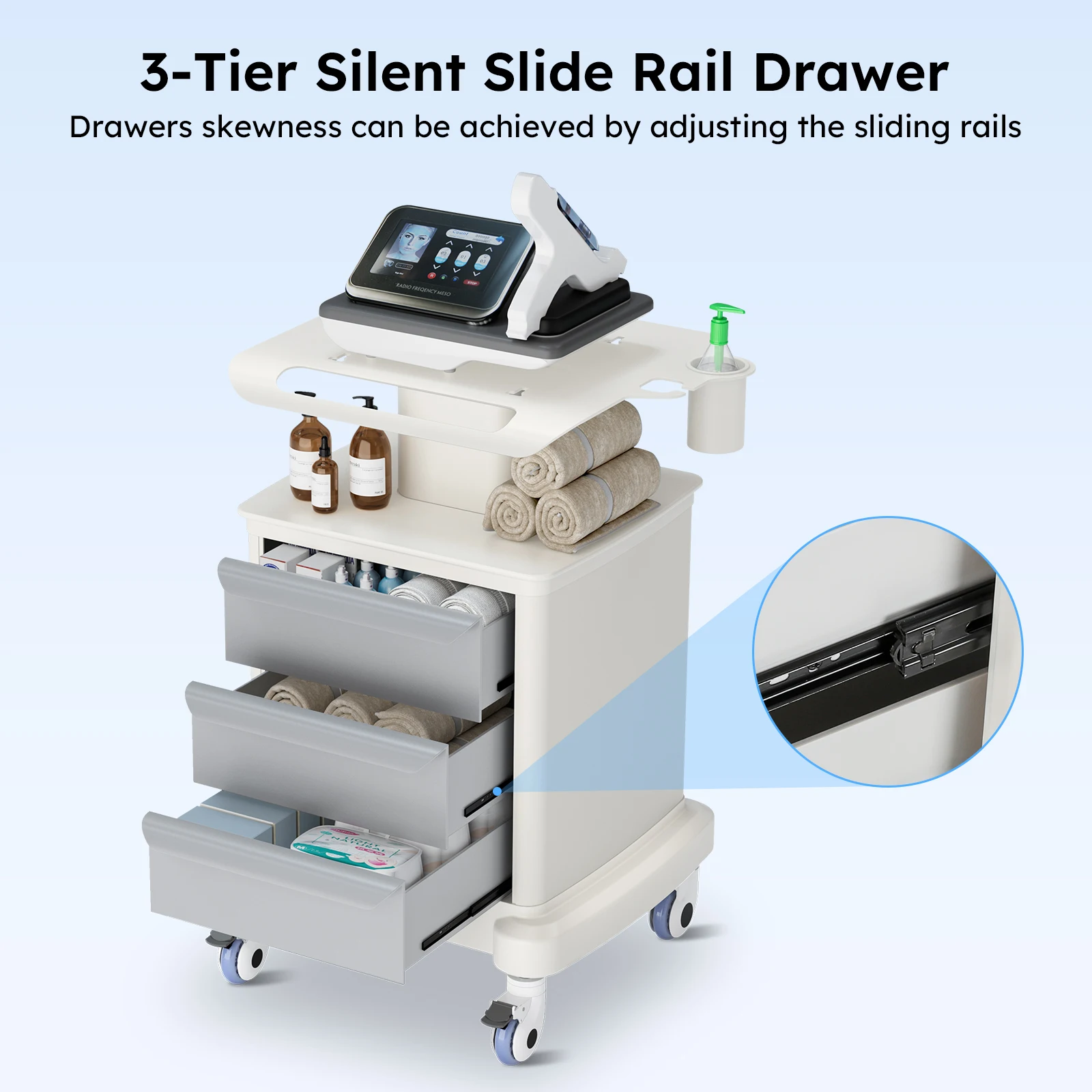 Mobile Ultrasound Trolley Cart Portable Ultrasound Imaging Scanner Vehicle Medical Beauty Storage Cart 110LBS Load with 4 Wheels