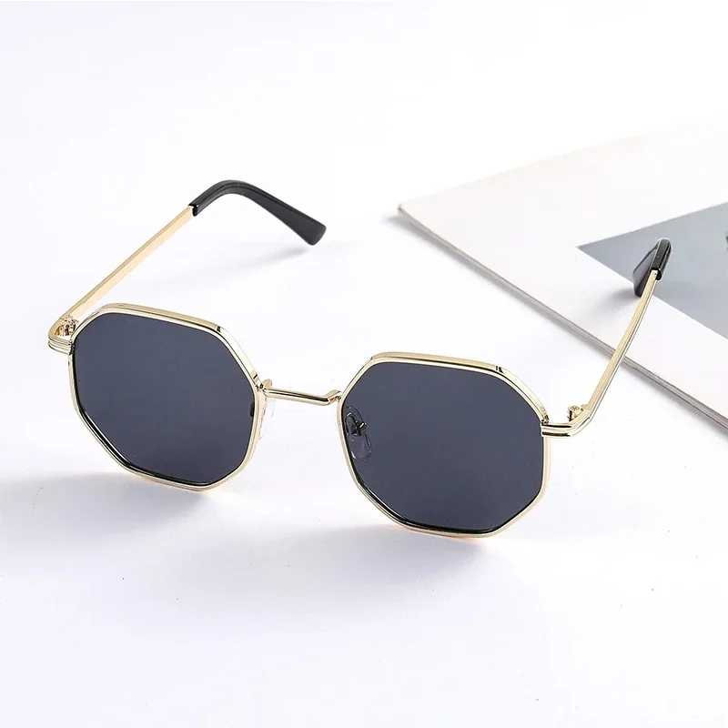 Mode Jungen Mädchen Achteck Metall Sonnenbrille Polygon Trend Kinder Sonnenbrille Kinder Outdoor