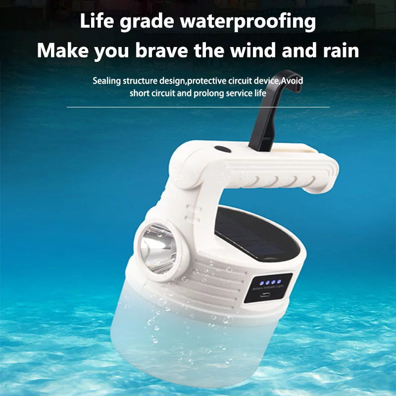 400LM LED Camping Lantern Dimmable Solar Powered USB Rechargeable Bulb Portable Lanterns Emergency Outdoor Searchlight