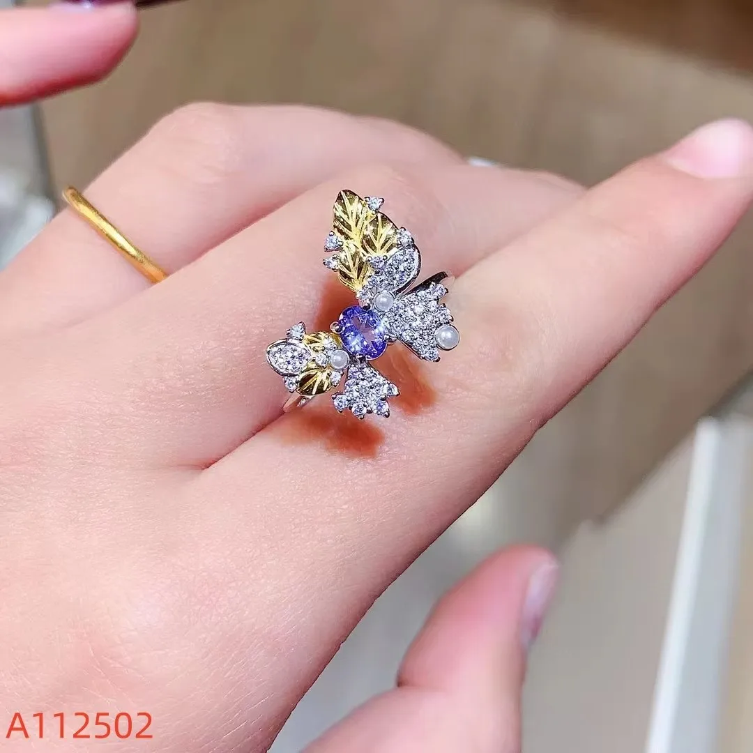 

KJJEAXCMY Fine Jewelry Natural Tanzanite Women's Ring S925 Pure Silver Electroplated 18K platinum give girlfriend's birthday
