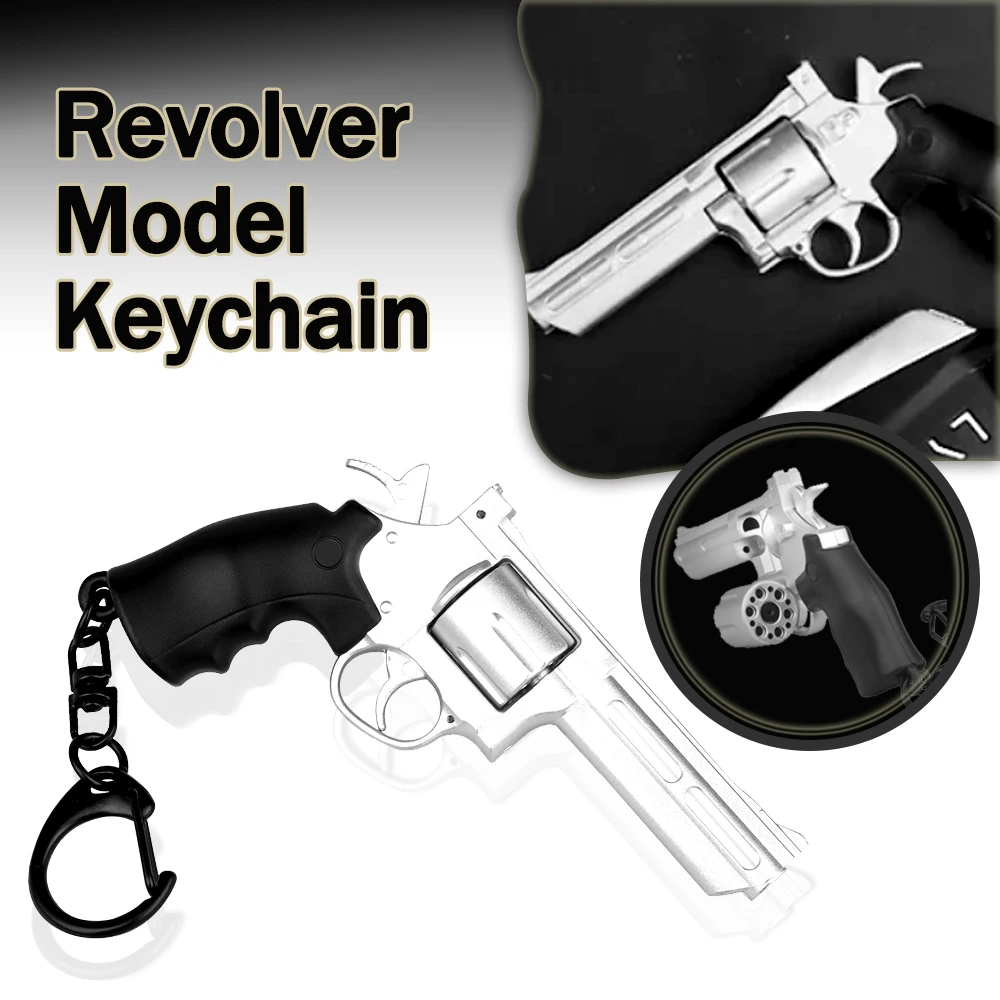 

Revolver 1:4 Keychain with Rotating And Pop Up Magazine Toys Pendant Plastic Mini Pistol Gun Shape Key Ring Gift Decorations