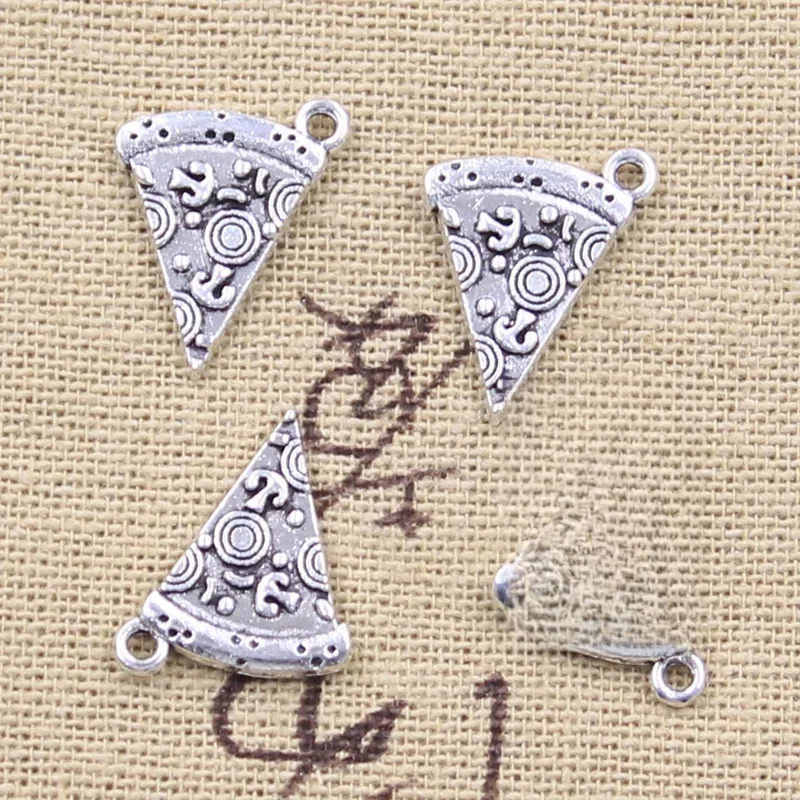 30 sztuk Charms jedzenie Pizza Cate 18x14mm antyczne srebro kolorowe wisiorki DIY rzemiosło dokonywanie ustaleń Handmade biżuteria tybetańska — zdjęcie 2