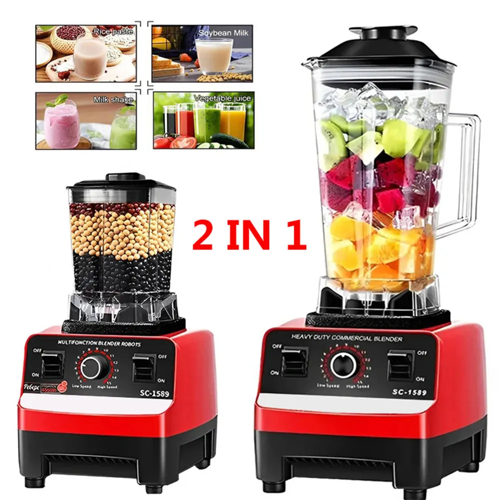 2000 W schwerer kommerzieller Mixer, stationäre Küchenmaschine, Eiskekse für Lebensmittel, Hochleistungs-Entsafter, BPA-frei