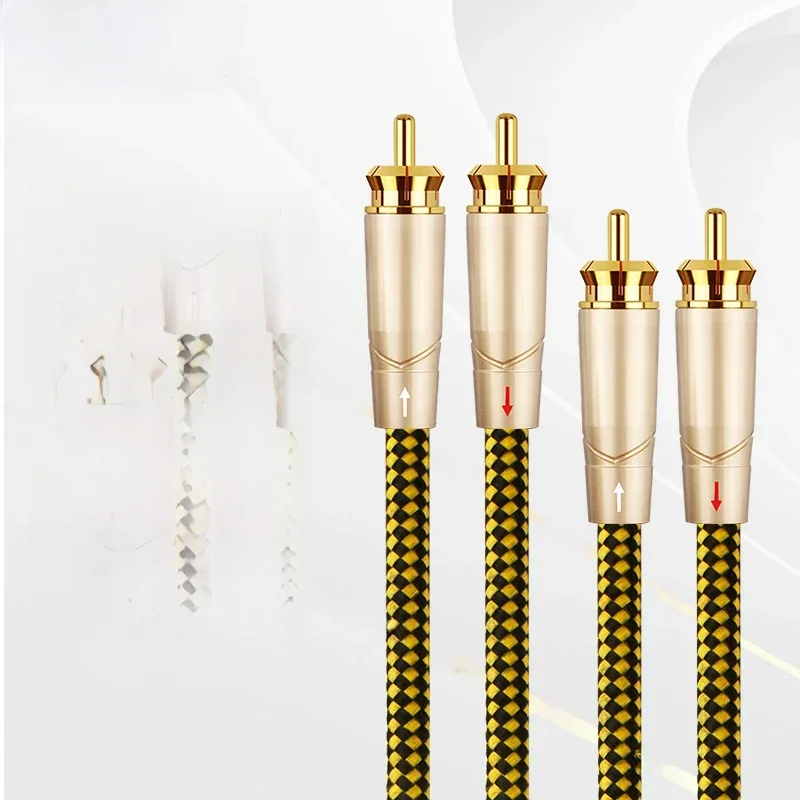 Yytcg 1 Paar 2rca Naar 2rca Vergulde Mannelijke Naar Mannelijke Audio Kabel Rca Audio Kabel Voor Home Theater Dvd Tv Versterker Cd Soundbox - afbeelding 2