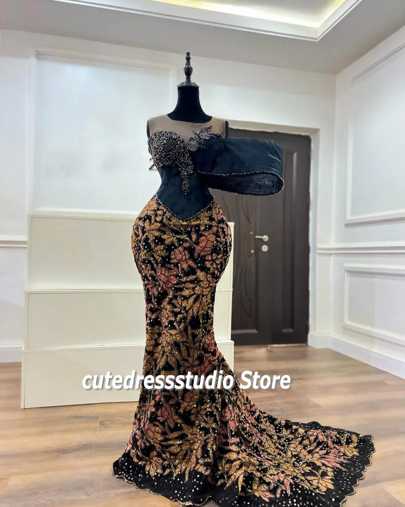 Formal Aso Ebi Evening Dresses One Shoulder Sequin African Mermaid Porm Gowns For Women Wedding Party Dress 2024 Customized